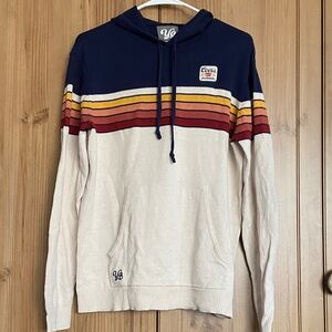Yo Colorado Coors Men's Navy and Cream Retro Striped Hoodie S GUC